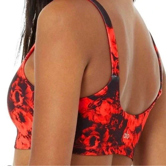 ALO Yoga Red & Black Floral Sports Bra - Picture 2 of 5